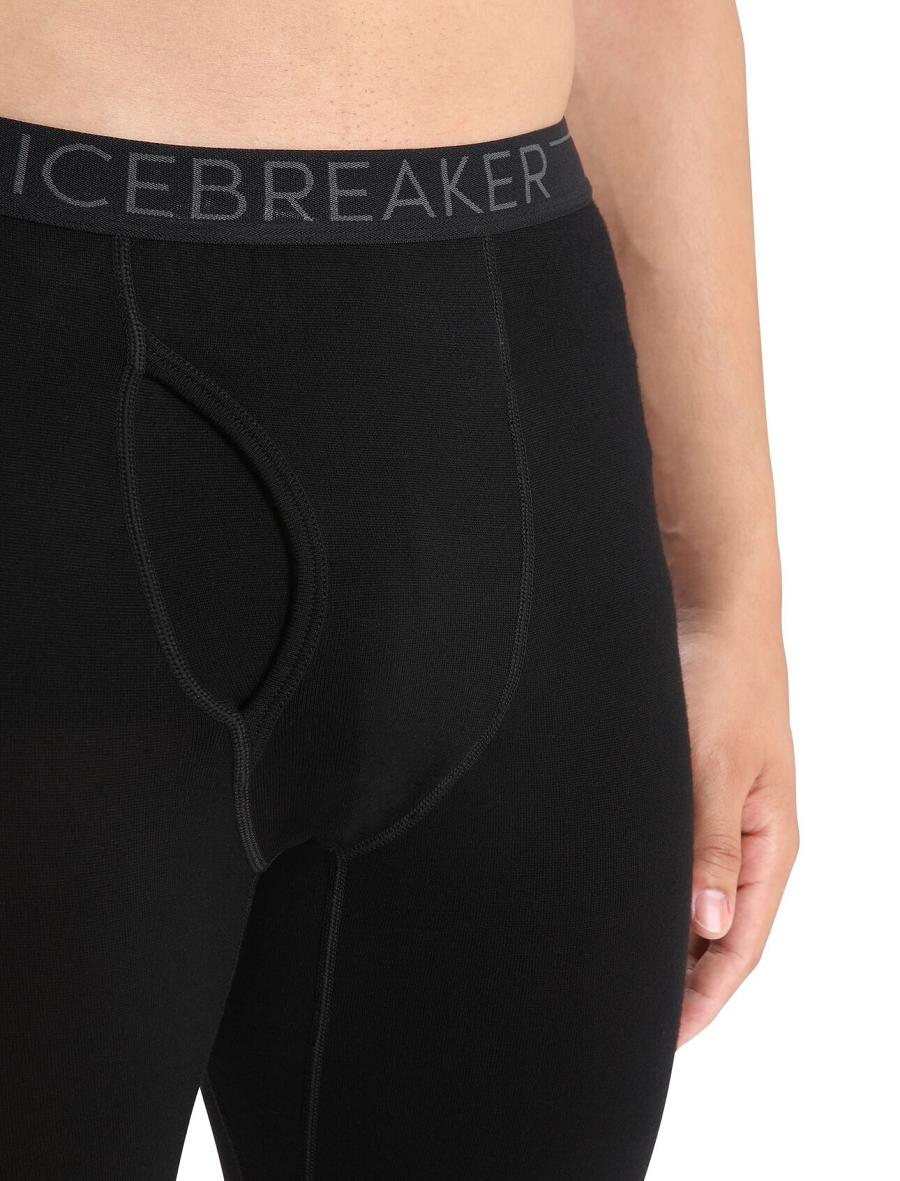 Men's Icebreaker Merino 260 Tech Thermal Leggings With Fly Base Layers Black | CA 1556ZUTG